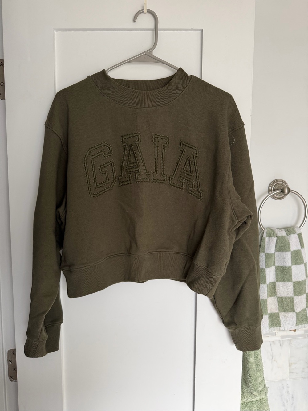cult gaia X Gap Olive Green Cropped Logo Sweatshirt